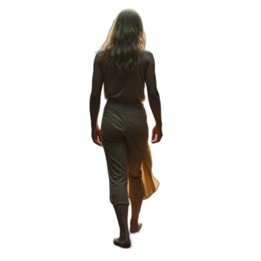 dress, staff, hair, 3d render transparent PNG cut-out