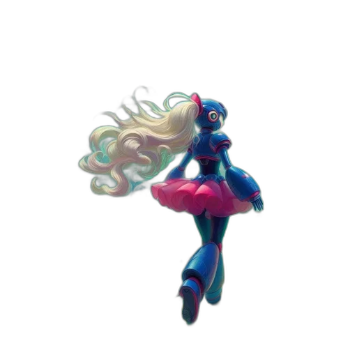 dress, hair, robot, staff transparent PNG cut-out