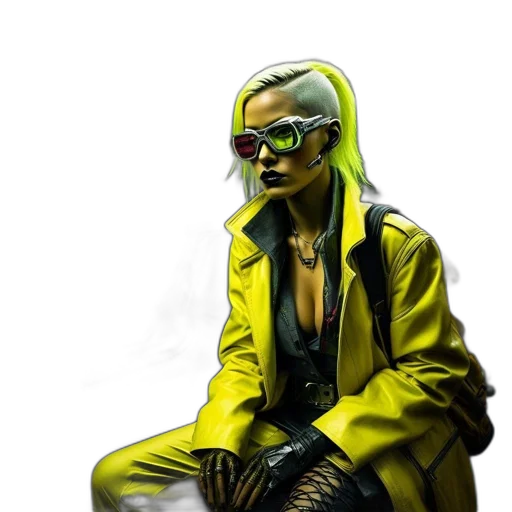 jacket, face, cyberpunk, concept art transparent PNG cut-out