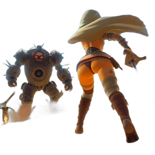 robot, weapon, staff, creature transparent PNG cut-out