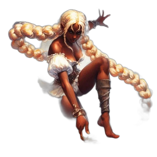 hair, staff, creature, dress transparent PNG cut-out
