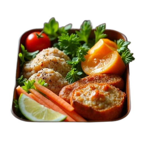 food, 3d render, bento, box transparent PNG cut-out