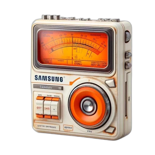 3d render, retro-styled, radio, transceiver transparent PNG cut-out