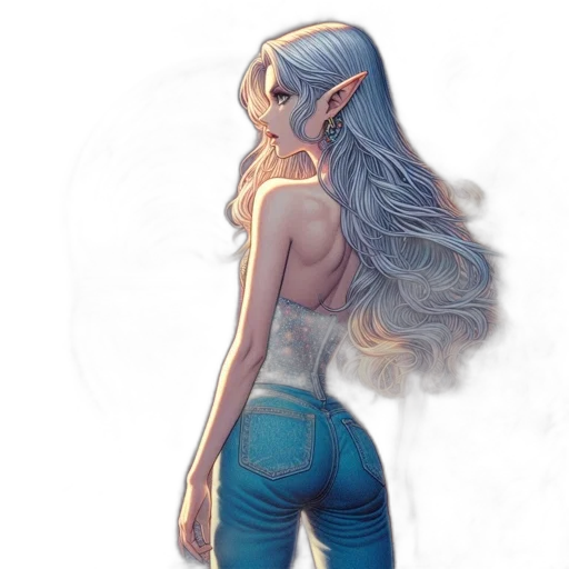 dress, creature, hair, fantasy art transparent PNG cut-out