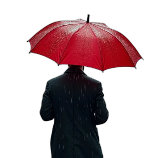 umbrella, jacket, staff, photorealistic transparent PNG cut-out