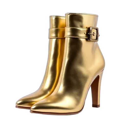 shoes, golden, pair, gold transparent PNG cut-out