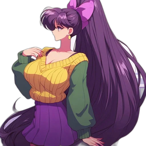 dress, jacket, staff, hair transparent PNG cut-out