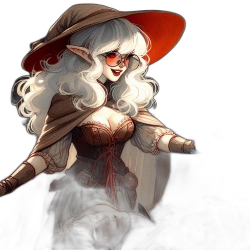 staff, hat, dress, fantasy art transparent PNG cut-out
