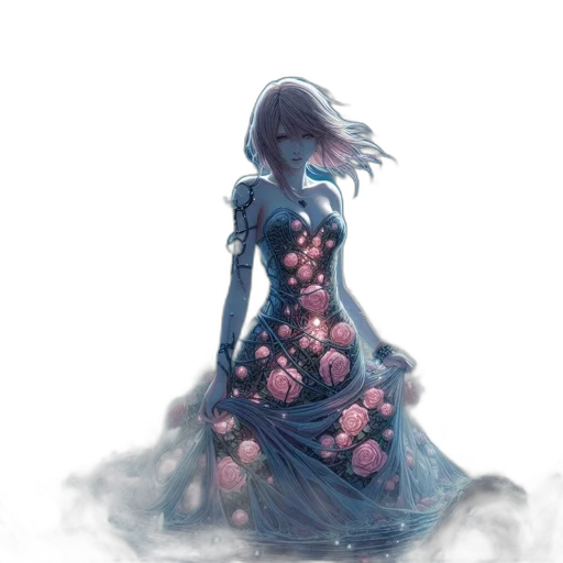 dress, flower, creature, crown transparent PNG cut-out