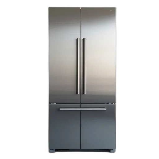 3d render, metallic, refrigerator, freezer transparent PNG cut-out