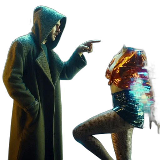 jacket, dress, mask, cyberpunk transparent PNG cut-out