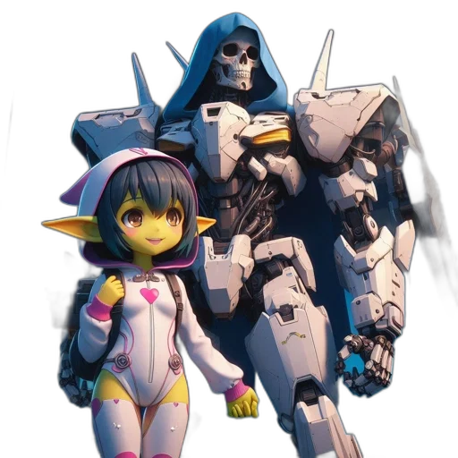 robot, weapon, concept art, 3d render transparent PNG cut-out