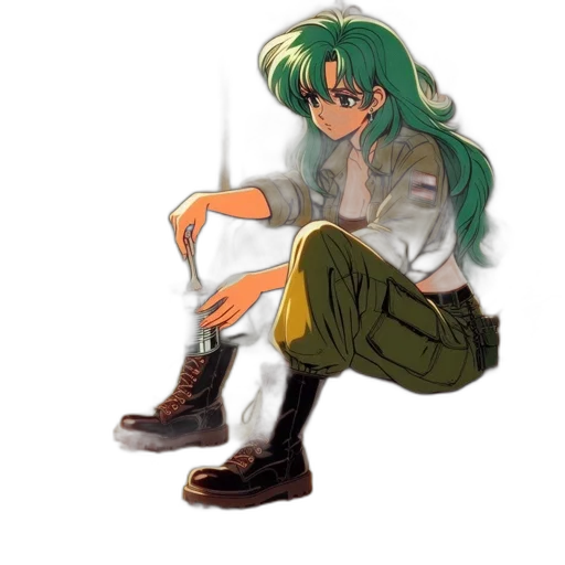 jacket, weapon, vaporwave, anime transparent PNG cut-out