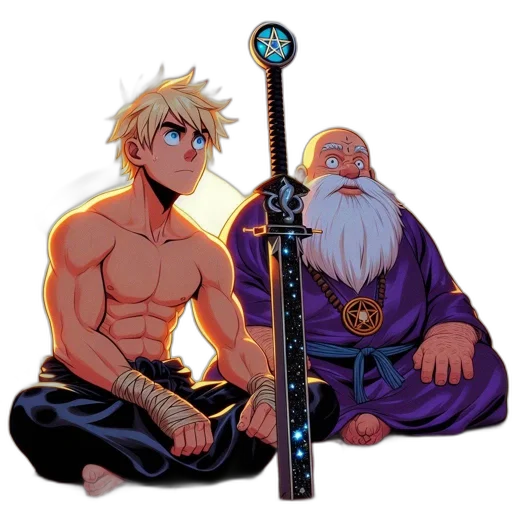 sword, staff, weapon, fantasy art transparent PNG cut-out