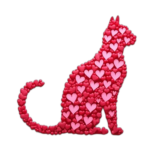 cat, made, hearts, silhouette transparent PNG cut-out