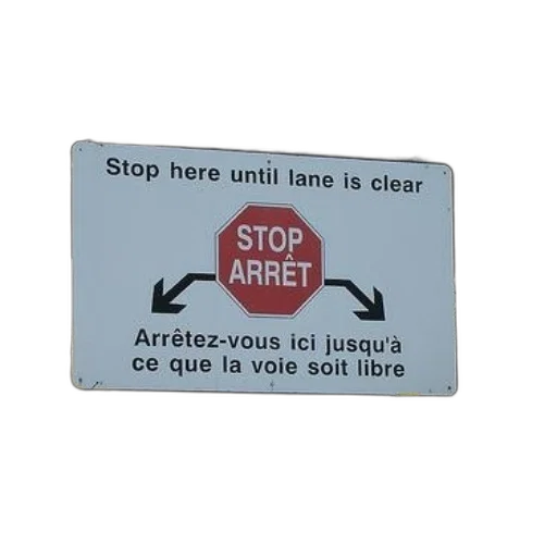 car, bilingual, stop, sign transparent PNG cut-out