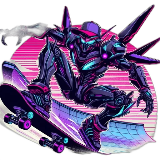 robot, weapon, vaporwave, cyberpunk transparent PNG cut-out