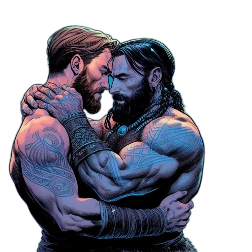 comic book art, concept art, fantasy art, two transparent PNG cut-out