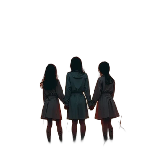 dress, jacket, hair, staff transparent PNG cut-out
