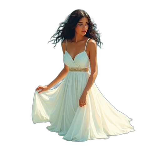 dress, jewelry, photorealistic, oil painting transparent PNG cut-out