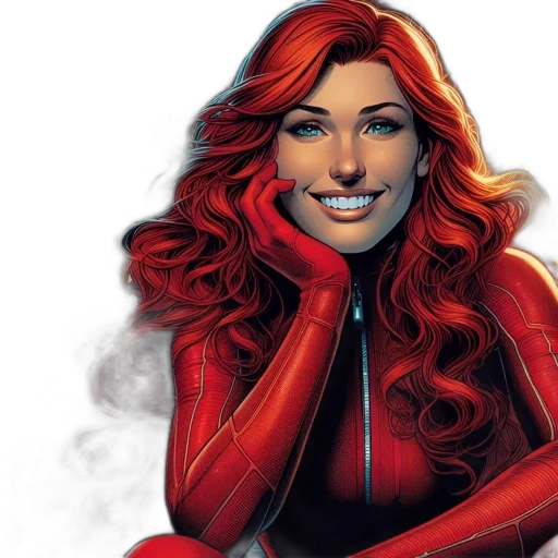 comic book art, concept art, red, confident transparent PNG cut-out