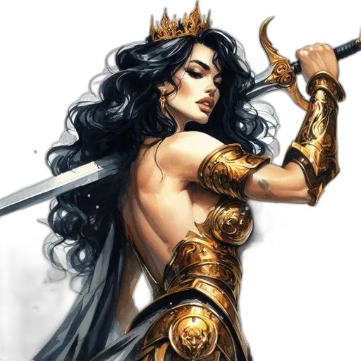 sword, crown, fantasy art, comic book art transparent PNG cut-out