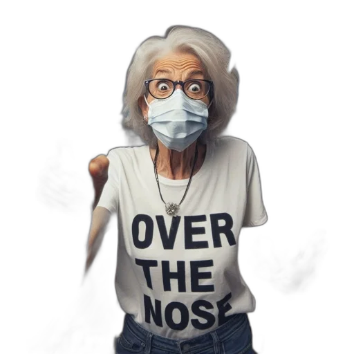 mask, elderly, woman, wears transparent PNG cut-out