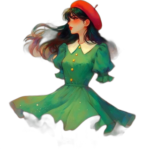 dress, hat, staff, jacket transparent PNG cut-out