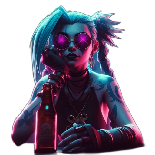 jacket, bottle, cyberpunk, vaporwave transparent PNG cut-out