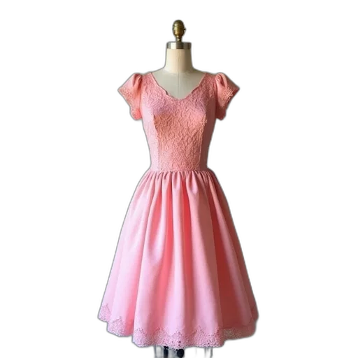 dress, 3d render, 1950s, pink transparent PNG cut-out