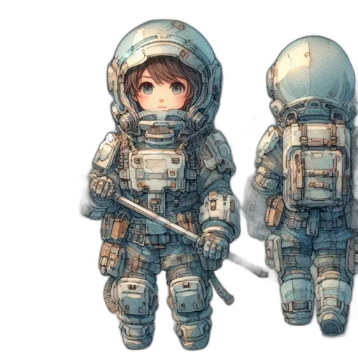 weapon, robot, jacket, staff transparent PNG cut-out