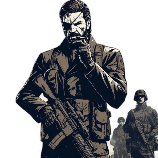 mask, weapon, jacket, comic book art transparent PNG cut-out