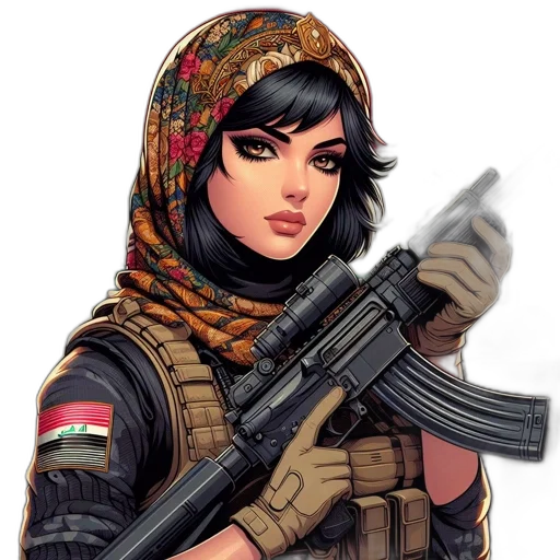 weapon, face, comic book art, pixel art transparent PNG cut-out