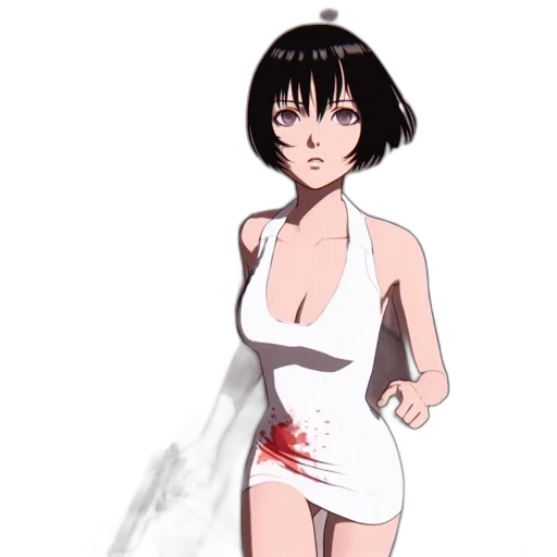 dress, weapon, staff, anime transparent PNG cut-out
