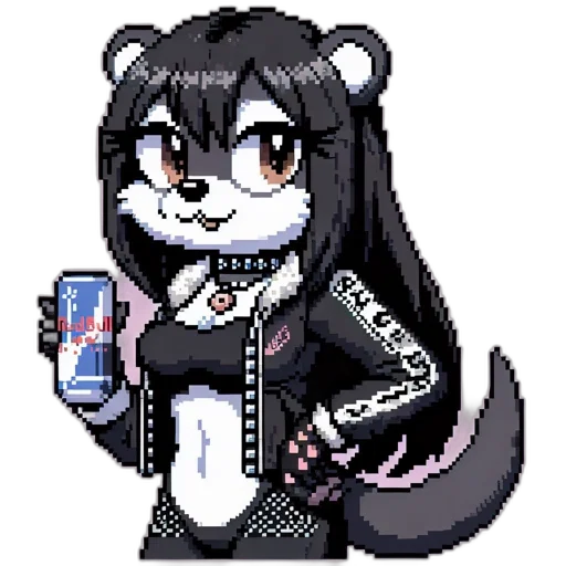 animal, pixel art, cartoon, vaporwave transparent PNG cut-out