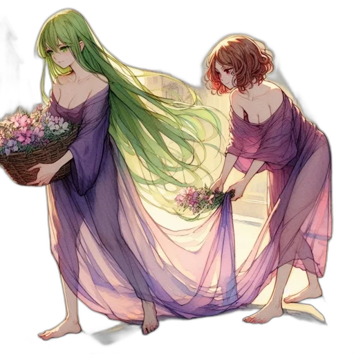 dress, flower, concept art, watercolor transparent PNG cut-out