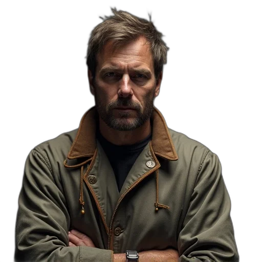 jacket, face, animal, weapon transparent PNG cut-out