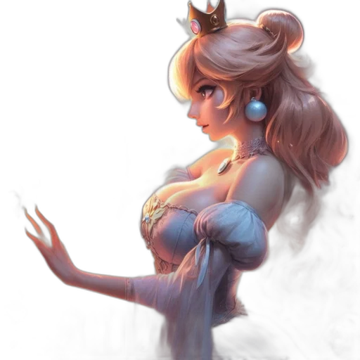 dress, crown, staff, fantasy art transparent PNG cut-out