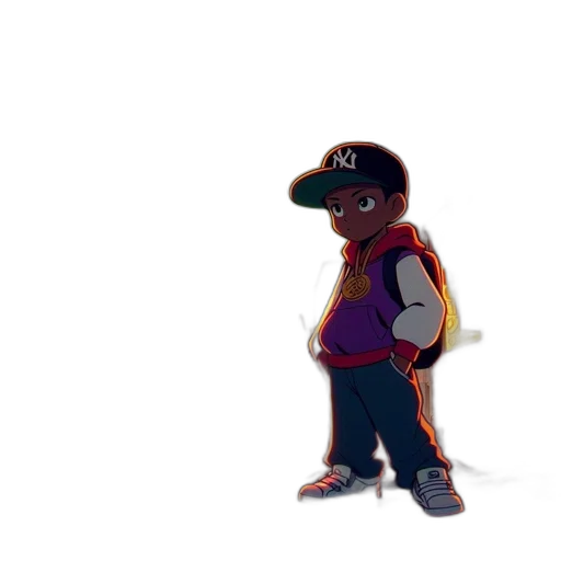 jacket, hat, creature, staff transparent PNG cut-out