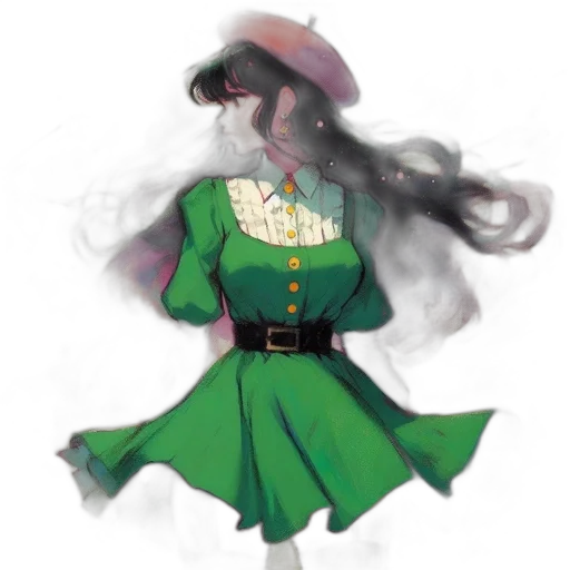 dress, hat, staff, jacket transparent PNG cut-out