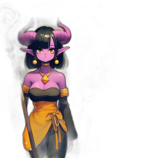 dress, staff, mask, dragon transparent PNG cut-out
