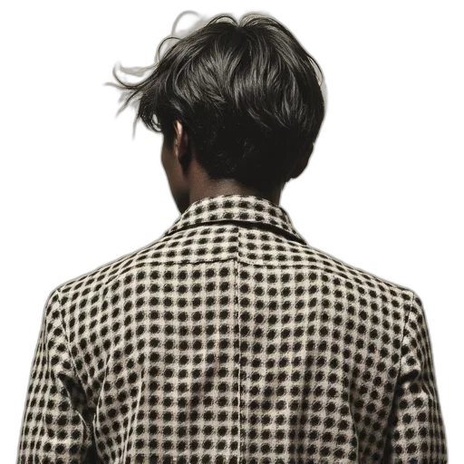 jacket, hair, face, staff transparent PNG cut-out