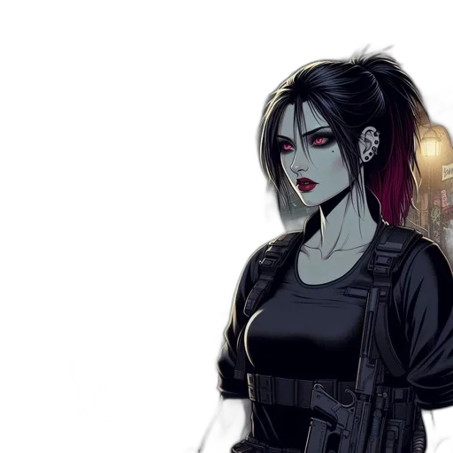 concept art, comic book art, cyberpunk, fantasy art transparent PNG cut-out