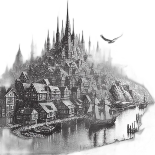 dragon, building, concept art, fantasy art transparent PNG cut-out