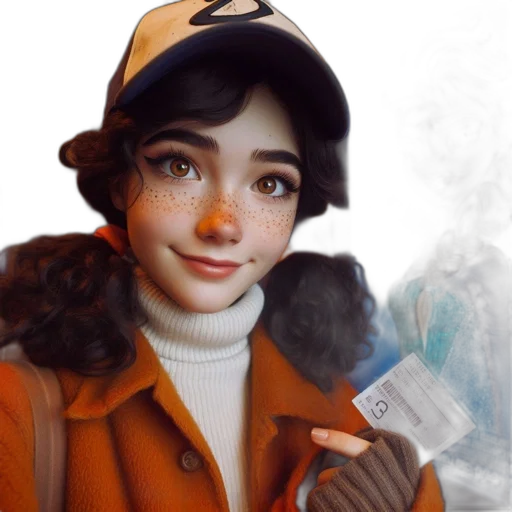 hat, face, jacket, staff transparent PNG cut-out