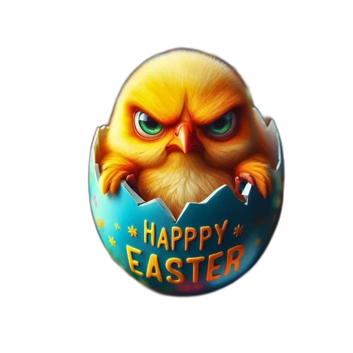 3d render, photorealistic, grumpy, chick transparent PNG cut-out