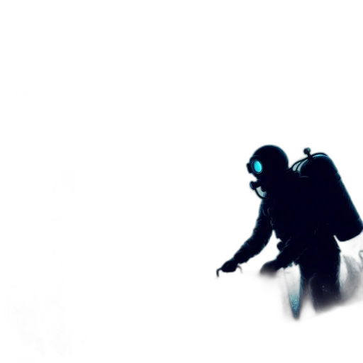 jacket, staff, creature, robot transparent PNG cut-out
