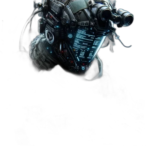 robot, mask, weapon, creature transparent PNG cut-out