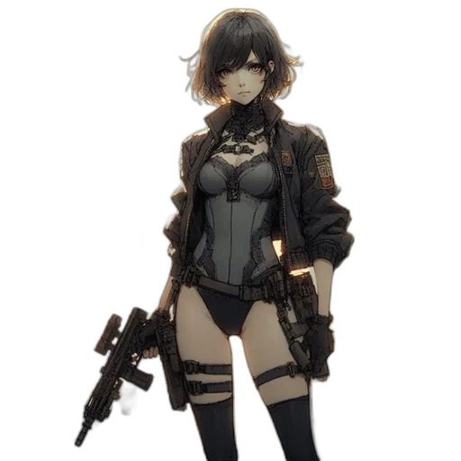 weapon, jacket, dress, staff transparent PNG cut-out