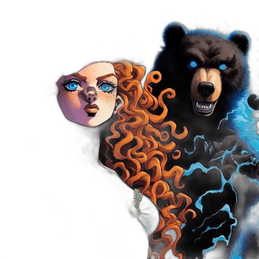 hair, concept art, fantasy art, comic book art transparent PNG cut-out